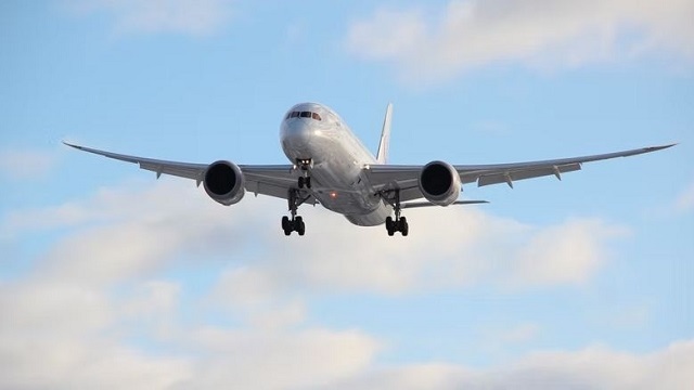 Charter flight from India lands at Karachi airport.
