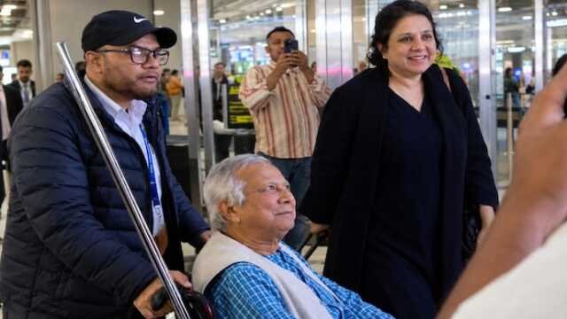 Former bangladesh interim government chief adviser muhammad yunus was seen in a wheelchair at the jf 135426308 16x9